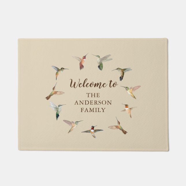 Aangepaste Hummingbird Deurmat (Voorkant)