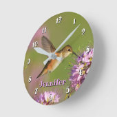 Aangepaste Hummingbird Flowers Ronde Klok (Hoek)