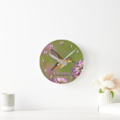 Aangepaste Hummingbird Flowers Ronde Klok (Huis)