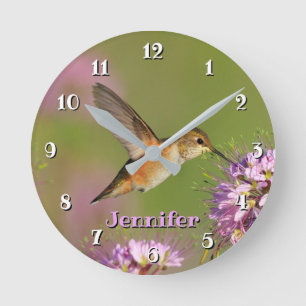 Aangepaste Hummingbird Flowers Ronde Klok