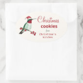 Aangepaste Hummingbird Kerstkoekjes Ovale Sticker (Tas)