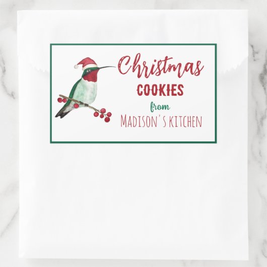 Aangepaste Hummingbird Kerstkoekjes Rechthoekige Sticker (Tas)