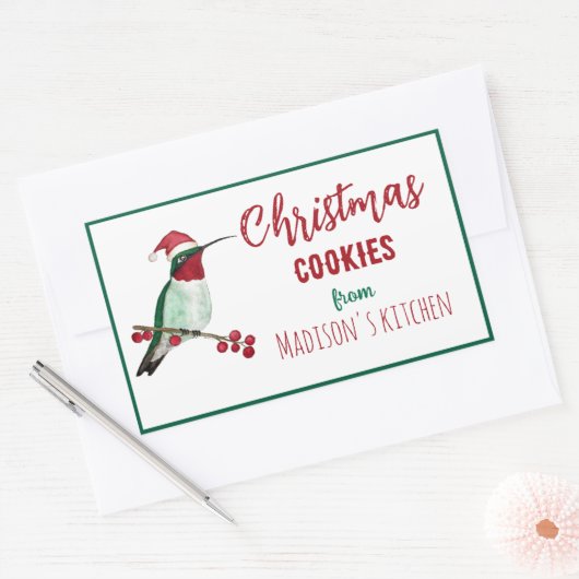 Aangepaste Hummingbird Kerstkoekjes Rechthoekige Sticker (Envelop)
