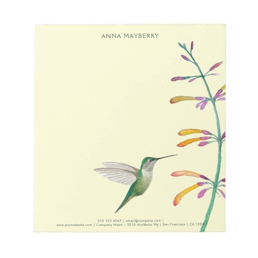 Aangepaste Hummingbird Notitieblok (Voorkant)