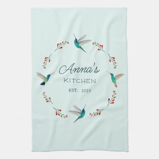 Aangepaste Hummingbird Theedoek (Verticaal)