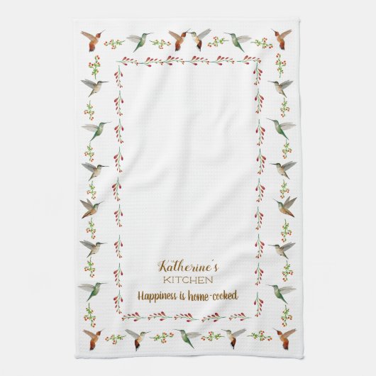 Aangepaste Hummingbird Theedoek (Verticaal)