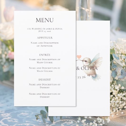 Aangepaste Hummingbird Wedding Menu