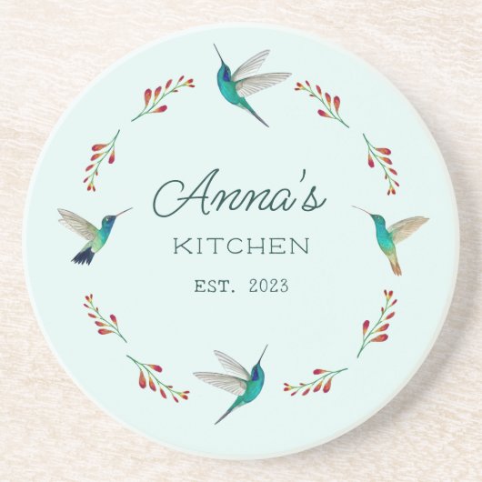 Aangepaste Hummingbird Zandsteen Onderzetter (Voorkant)