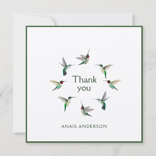 Aangepaste Hummingvogels Dank je wel Bedankkaart (Voorkant)