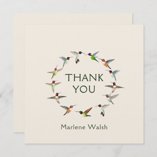 Aangepaste Hummingvogels Dank je wel Bedankkaart (Voorkant / Achterkant)
