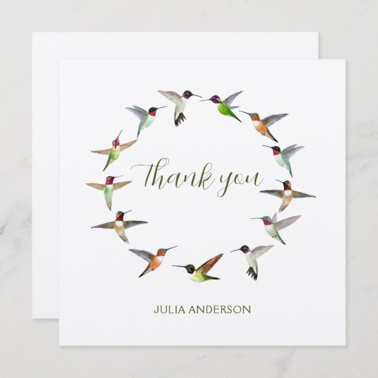 Aangepaste Hummingvogels Dank je wel Bedankkaart (Voorkant / Achterkant)
