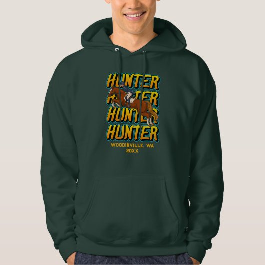Aangepaste Hunter Horse Event of Locatie Datum Naa Hoodie (Voorkant)