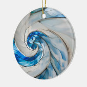 Aangepaste Hurricane Blauw Wit Keramisch Ornament (Links)