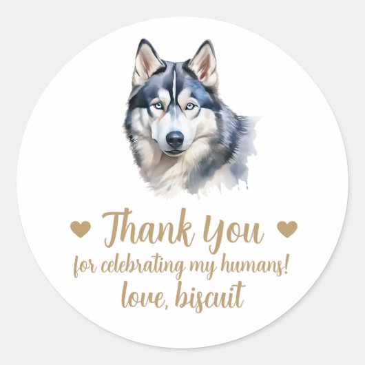 Aangepaste Husky bruiloft gunst Stickers (Voorkant)