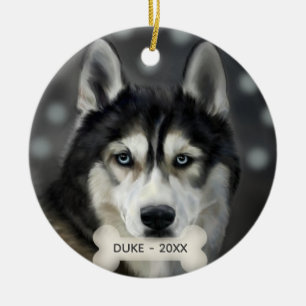 Aangepaste Husky-hondenfoto Keramisch Ornament