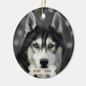 Aangepaste Husky-hondenfoto Keramisch Ornament (Links)