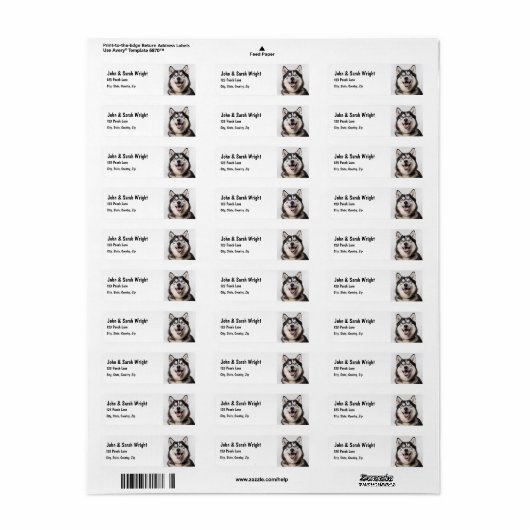 Aangepaste Husky Malemute Dog Adres Label (Full Sheet)