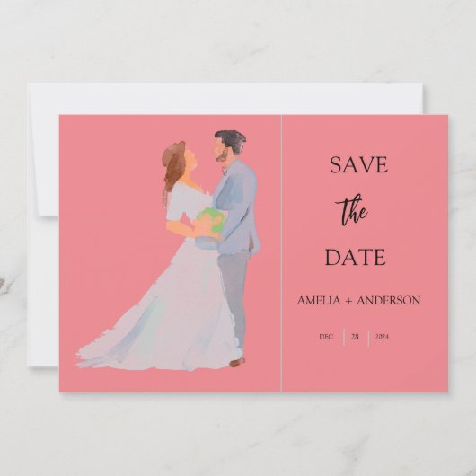 Aangepaste Huwelijk Save The Date (Voorkant)