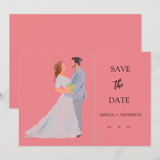 Aangepaste Huwelijk Save The Date (Voorkant / Achterkant)