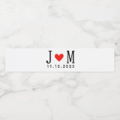 Aangepaste huwelijks Koppel Naam Datum Rood Liefde Waterfles Etiket (Enkel label)