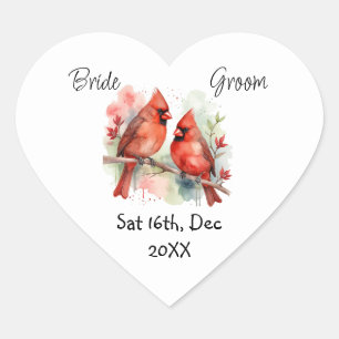 Aangepaste huwelijks-'Save the Date'-Kerstkardinaa Hart Sticker
