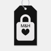Aangepaste huwelijkscadeau label met monogram lief cadeaulabel (Voorkant)