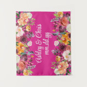 Aangepaste huwelijksceremonie Floral Photo Booth P Wandkleed (Voorkant)