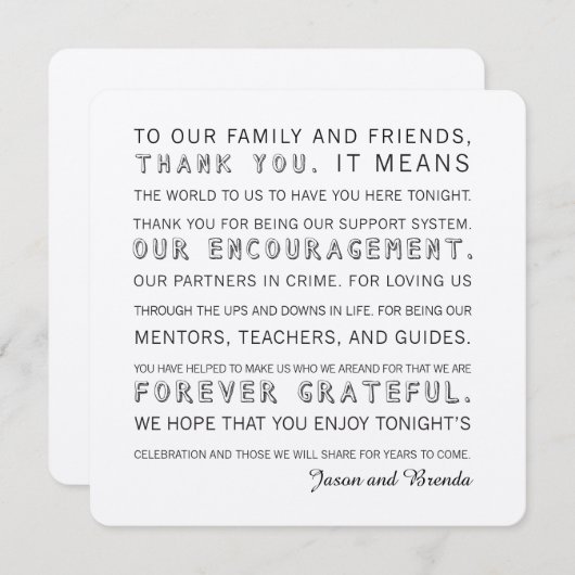 Aangepaste huwelijksdag Bedankt kaarten (Voorkant / Achterkant)