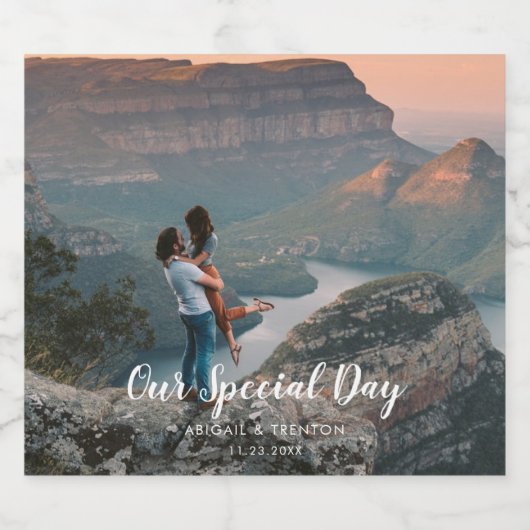 Aangepaste huwelijksdag foto bier etiket (Enkel label)