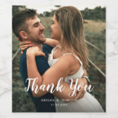 Aangepaste huwelijksdag Foto Dank je wijnlabel Wijn Etiket (Enkel label)