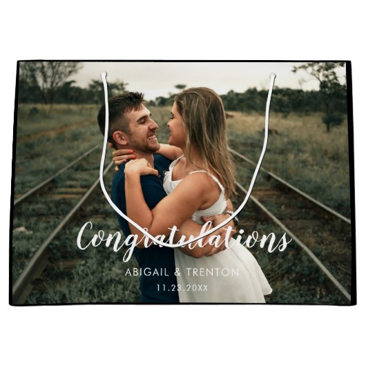 Aangepaste huwelijksdag foto groot cadeauzakje (Voorkant)