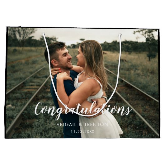 Aangepaste huwelijksdag foto groot cadeauzakje (Achterkant)