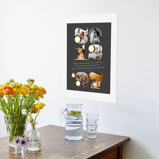 Aangepaste huwelijksdatum en liefdesquote Modern S Folie Afdrukken (Laag (Keuken))