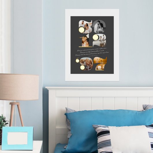 Aangepaste huwelijksdatum en liefdesquote Modern S Folie Afdrukken (Insitu (Slaapkamer))