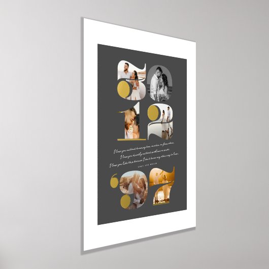 Aangepaste huwelijksdatum en liefdesquote Modern S Folie Afdrukken (Laagn)