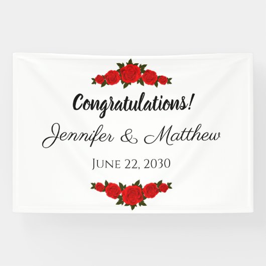 Aangepaste huwelijksfelicitatiebanner rode rozen spandoek (Horizontaal)