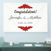Aangepaste huwelijksfelicitatiebanner rode rozen spandoek (Beurs)