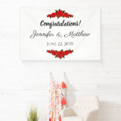 Aangepaste huwelijksfelicitatiebanner rode rozen spandoek (Insitu)