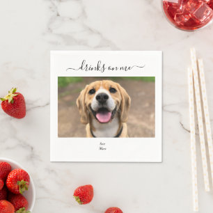 Aangepaste huwelijksfoto van hond 'Drinken op mij' Servet