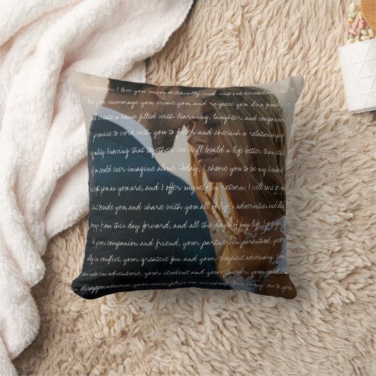 Aangepaste huwelijksgelofte en foto kussen (Deken)