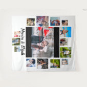 Aangepaste huwelijksjubileum 15 foto-collage wandkleed (Voorkant (horizontaal))