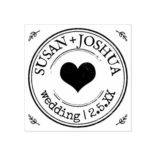 Aangepaste huwelijkslogo namen datum rubberstempel (Afrduk)