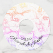 Aangepaste huwelijksnaam datum Kleurrijke nevelige Wijnglaslabel (Voorkant)