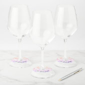 Aangepaste huwelijksnaam datum Kleurrijke nevelige Wijnglaslabel (Set)