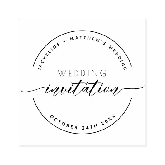 Aangepaste huwelijksuitnodiging, Elegant modern sc Rubberstempel (Afrduk)