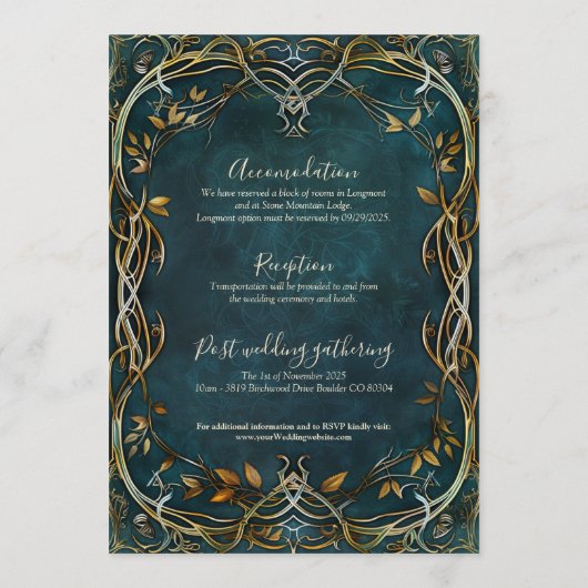 Aangepaste huwelijksuitnodiging - Fantasy Menu (Achterkant)