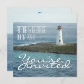 Aangepaste huwelijksuitnodiging New England Beach  Kaart (Voorkant / Achterkant)