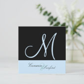 Aangepaste huwelijksuitnodigingen Monogram/blauw Kaart (Staand voorkant)