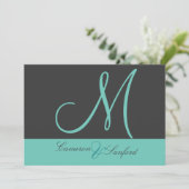 Aangepaste huwelijksuitnodigingen Monogram/grafiet Kaart (Staand voorkant)