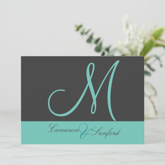 Aangepaste huwelijksuitnodigingen Monogram/grafiet Kaart (Staand voorkant)
